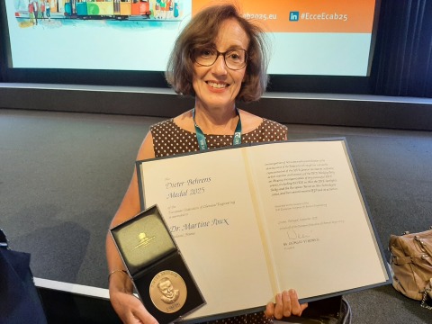 Dieter Behrens Medal winner 2025 _Martine Poux with medal and certificate Dieter Behrens Medal winner 2025 _Martine Poux with medal and certificate
